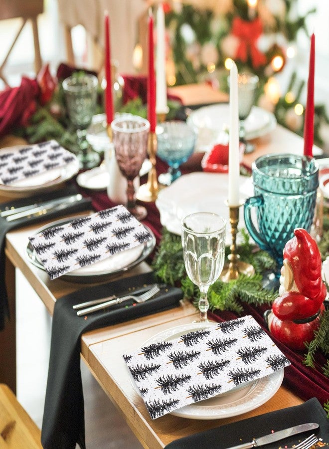 وولاين مجموعة مناديل ضيوف عيد الميلاد من والين، 50 قطعة، سوداء اللون، بتصميم شجرة عيد الميلاد، للاستخدام مرة واحدة، مناسبة للعشاء، مصنوعة من ورق مقوى، مثالية لحفلات الشتاء، ولتزيين طاولة الطعام والحمام. - Image 5